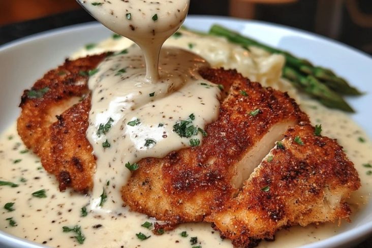 Cremig Gebackenes Hähnchen mit Knoblauchsoße