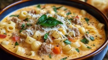 Cremige Parmesan-Italienische Wurst-Ditalini-Suppe