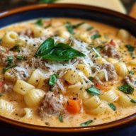 Cremige Parmesan-Italienische Wurst-Ditalini-Suppe