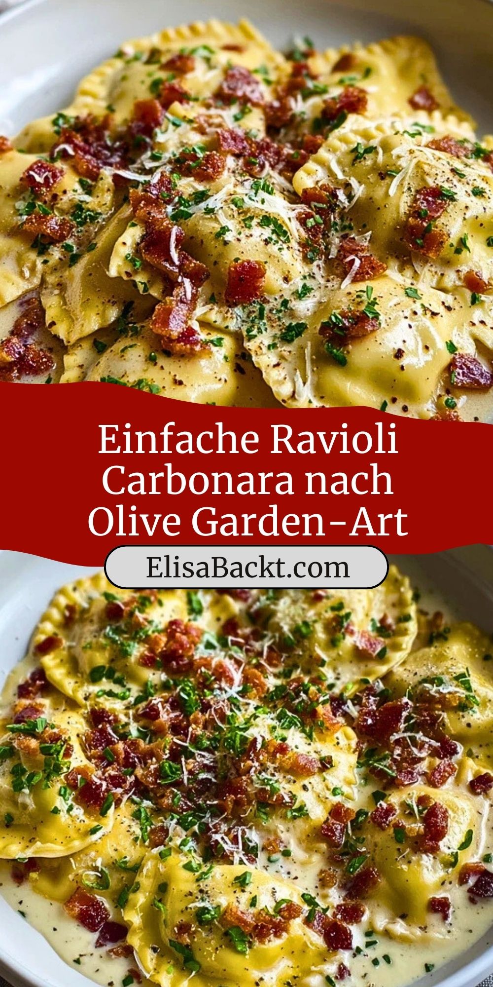 Einfache Ravioli Carbonara nach Olive Garden-Art