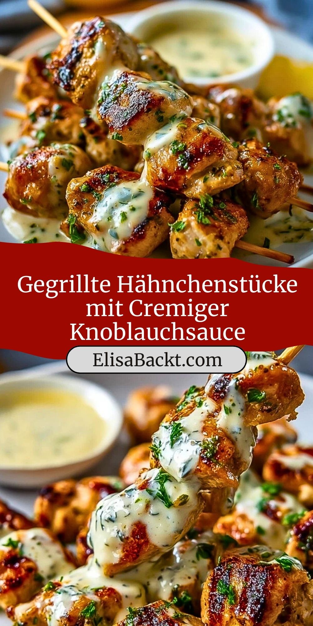 Gegrillte Hähnchenstücke mit Cremiger Knoblauchsauce
