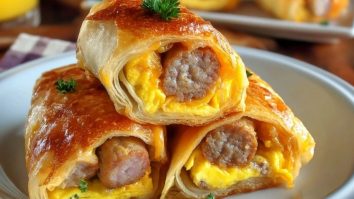 Wurst-Ei-Käse Frühstücks-Röllchen