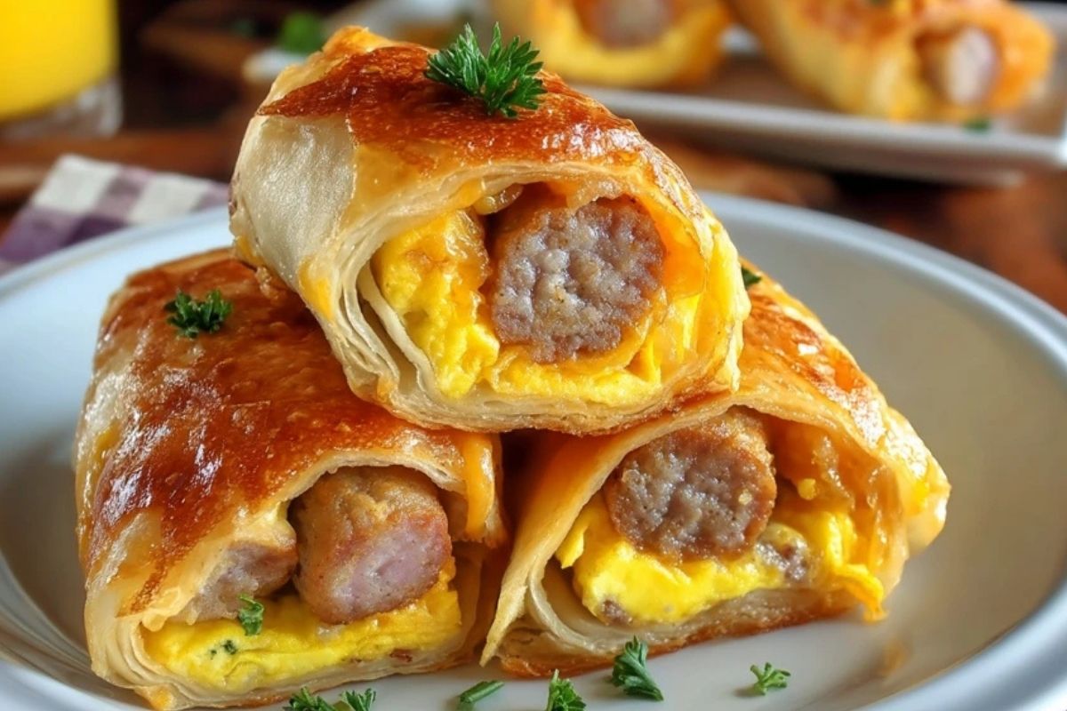 Wurst-Ei-Käse Frühstücks-Röllchen