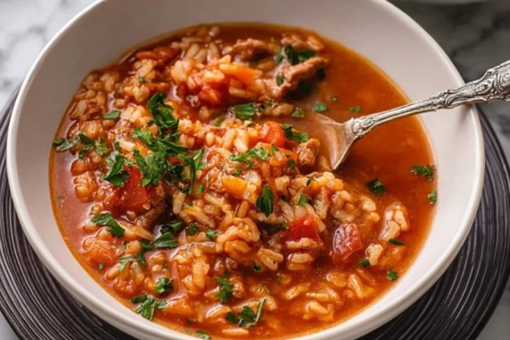 Herzhafter Tomatenreis-Eintopf