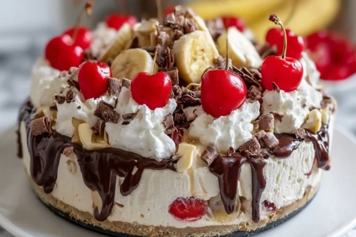 Kalter Bananensplit-Käsekuchen