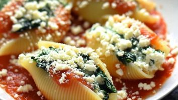 Spinat- und Käsefüllte Muscheln