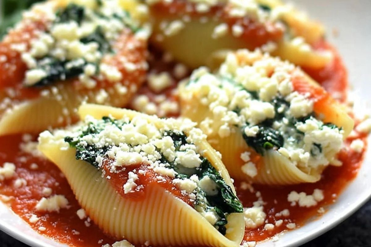 Spinat- und Käsefüllte Muscheln