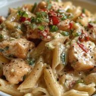 Cremige Pasta mit Schlangenfleisch und Würziger Note