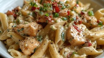 Cremige Pasta mit Schlangenfleisch und Würziger Note