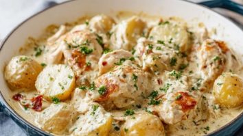 Cremiger Hähnchen-Topf mit Kartoffeln