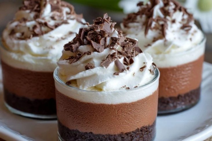 Dreifache Schokoladenmousse-Becher