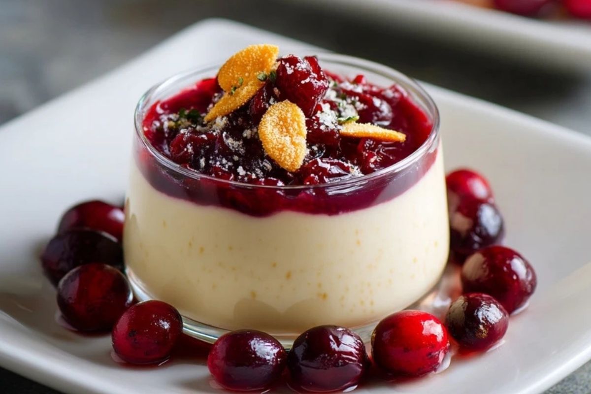 Eierlikör Panna Cotta Mit Alkoholisiertem Preiselbeersauce