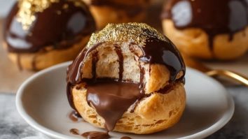 Goldene Schokoladenprofiteroles