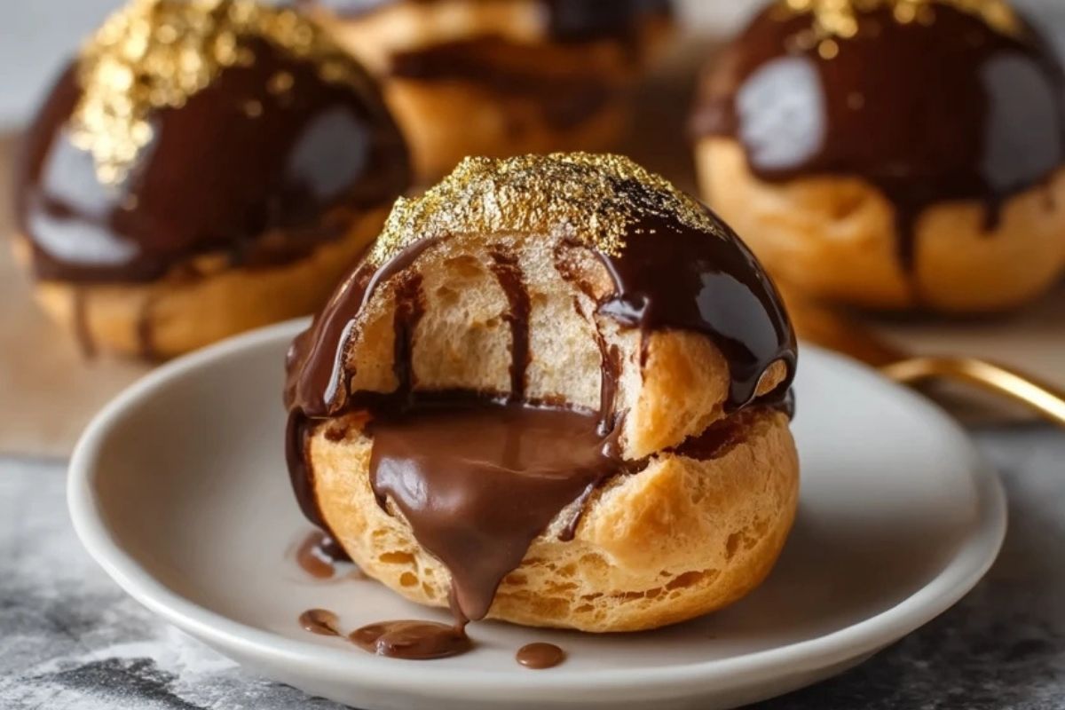 Goldene Schokoladenprofiteroles