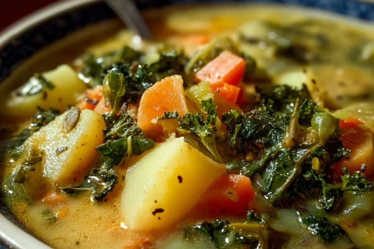 Herzhafter Kartoffel-Grünslaufsuppe