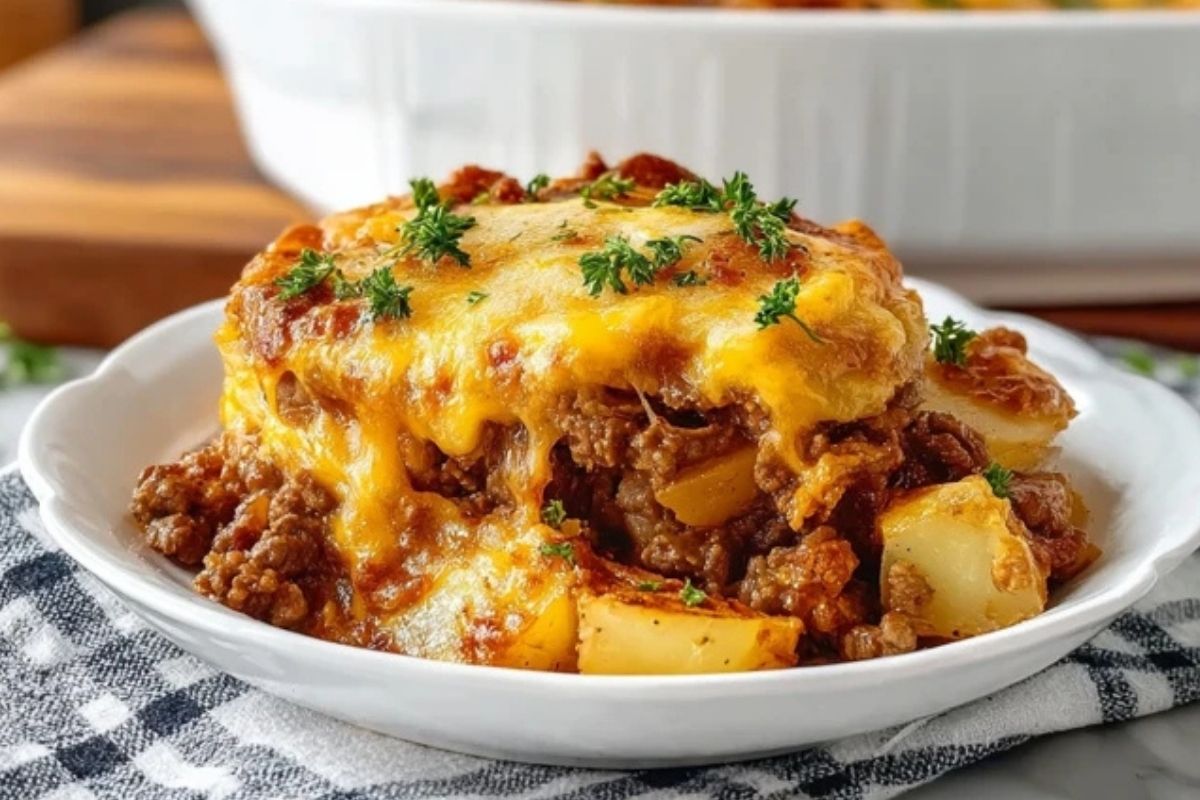 Herzhafter Rinder- und Kartoffelauflauf