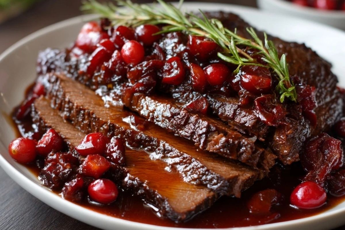 Langsam Gekochtes Cranberry-Glasiertes Bruststück