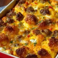 Schnelle Brötchen-Wurst-Ei-Auflauf