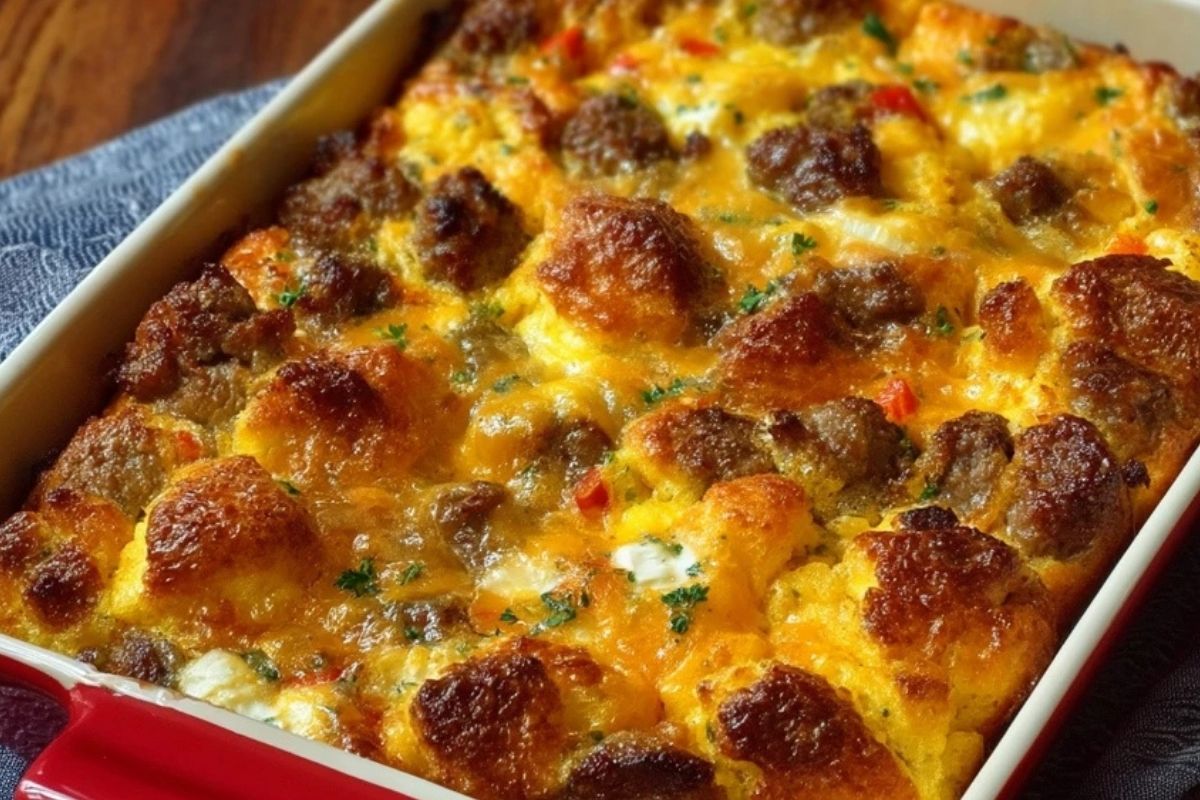 Schnelle Brötchen-Wurst-Ei-Auflauf